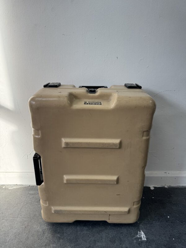 Tan Peli Hardigg Case with Wheels – Heavy Duty Waterproof Military Storage Trunk