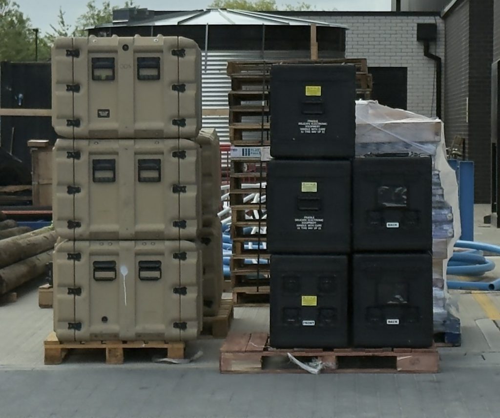 Ex-military transit cases and boxes supplied by Surplus Cases, delivered to Eastbrook Studios film set